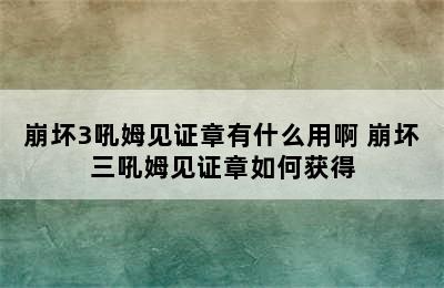 崩坏3吼姆见证章有什么用啊 崩坏三吼姆见证章如何获得